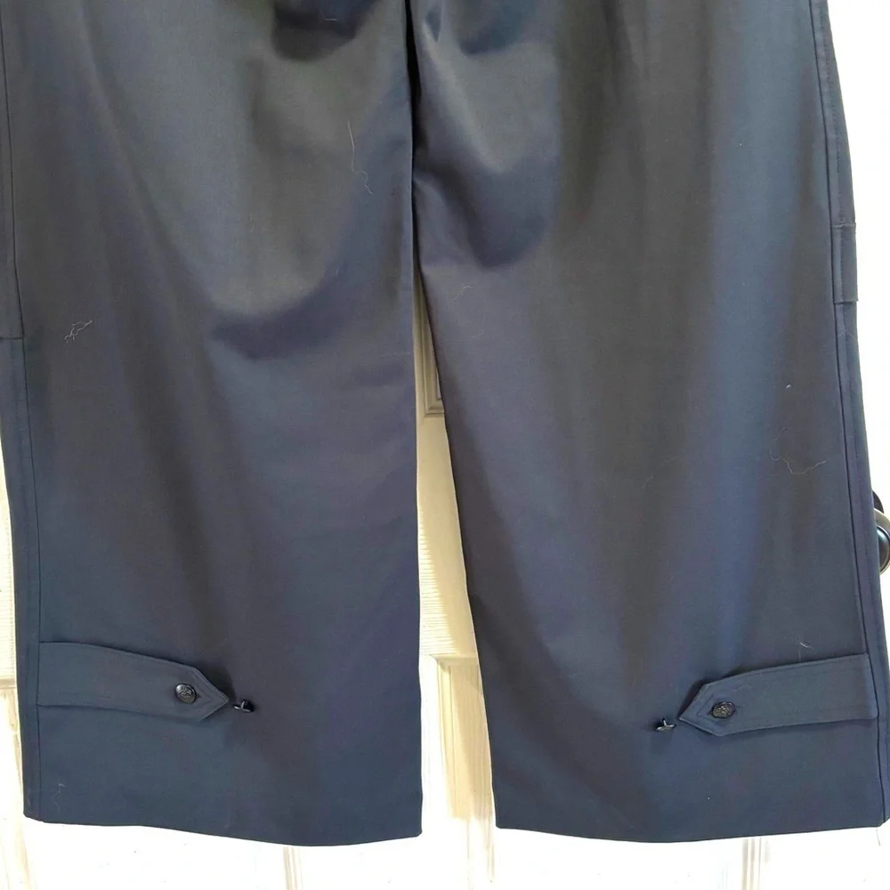 NWT Zara Wide Leg Trousers Navy Blue Pants Poly / Viscose / Elastane Blend Large - Picture 10 of 12